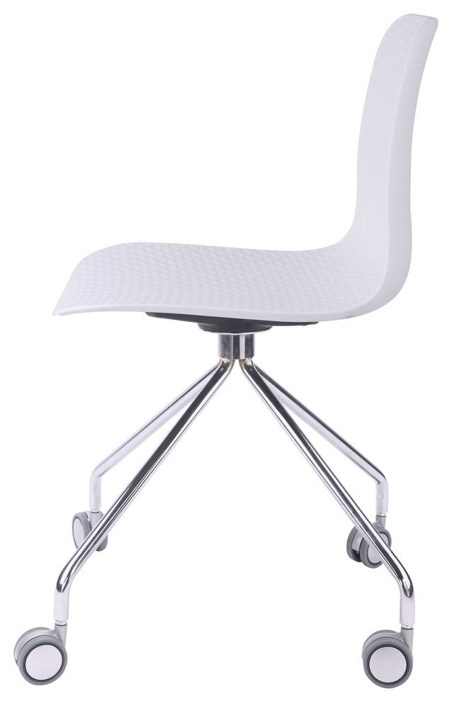 Hebe Series Office Chairs Molded Seat With Chrome Wheel Leg, Set of 2, White