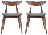 GDF Studio Issaic Mid-Century Design Wood Dining Chairs, Set of 2, Light Gray/Walnut