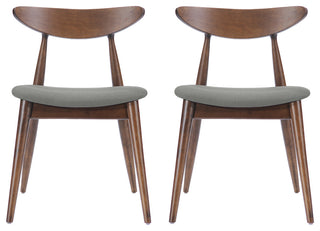 GDF Studio Issaic Mid-Century Design Wood Dining Chairs, Set of 2, Light Gray/Walnut