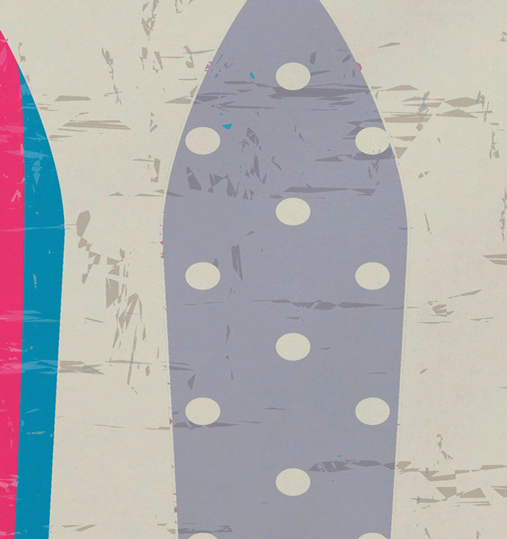 18"x14" Triple Surf, Geometric Print Pacemat, Pink, Set of 4
