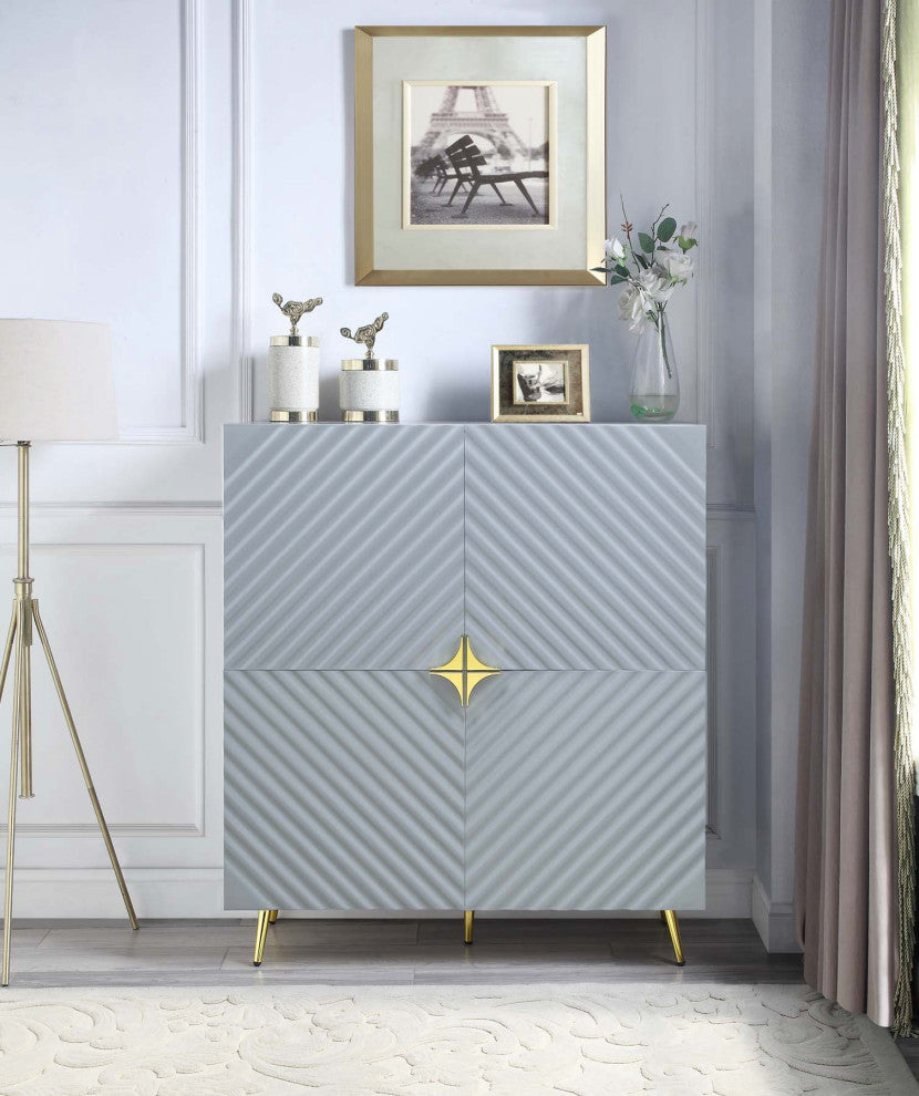 Gray Wooden Cabinet With Adjustable Shelf