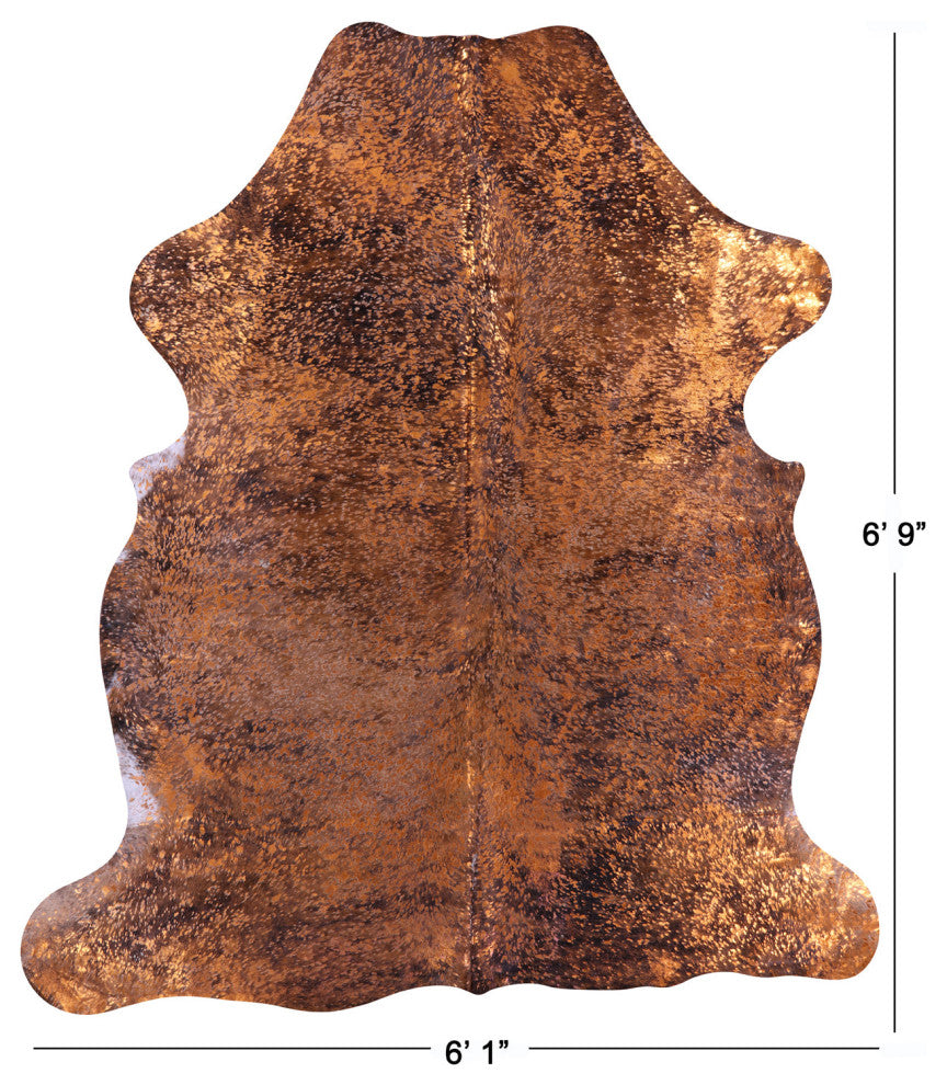 Gold Metallic Cowhide Rug 6' 9" X 6' 1" C2137
