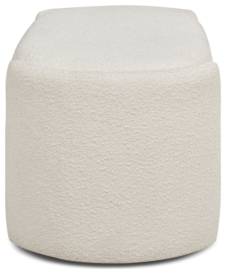 Fuji 43" Upholstered Oval Storage Bench, Ivory White Boucle