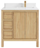 Elizabeth 36 Right Offset Bath Vanity in Light Natural Teak 1.5" White Quartz