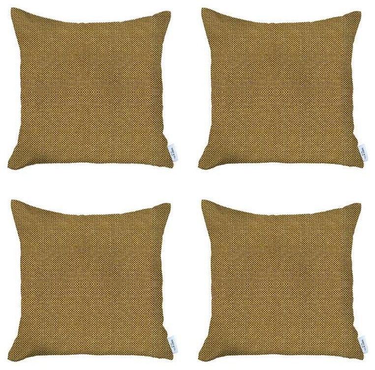 Set of 4 Yellow Textured Pillow Covers