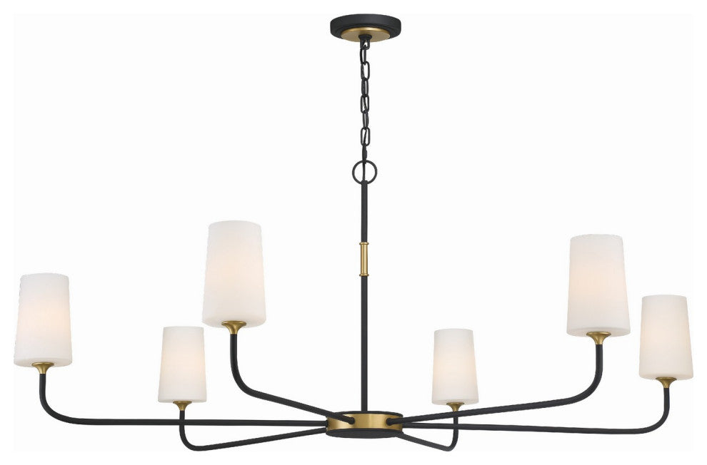 Niles 6-Light Chandelier, Black Forged / Modern Gold