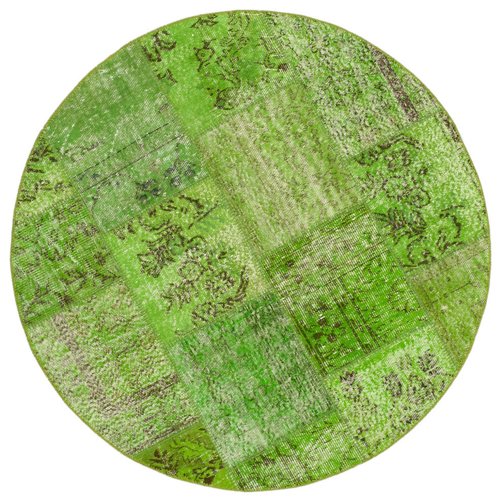 Rug N Carpet - Handmade Anatolian 4' 11" x 4' 11" Antique Round Patchwork Rug