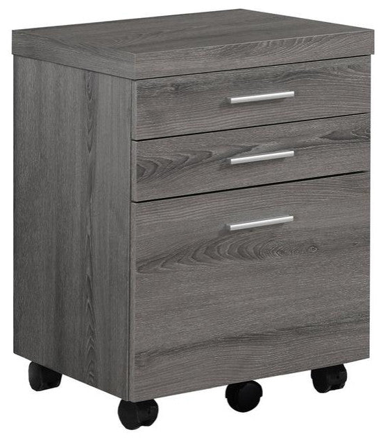 Filing Cabinet - 3 Drawer / Dark Taupe On Castors