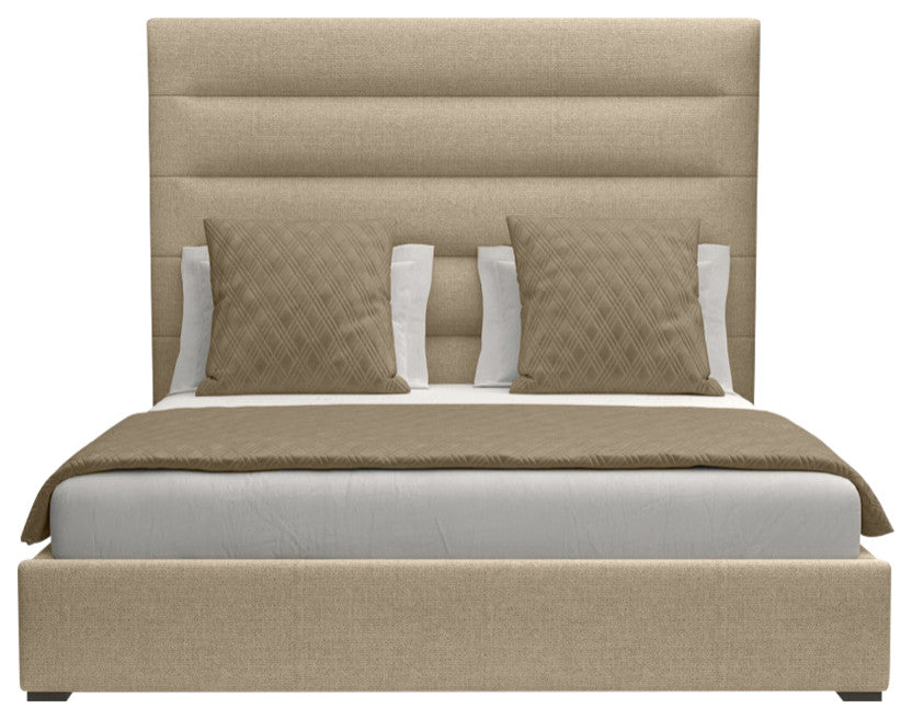 Nativa Interiors Moyra Horizontal Channel Bed, Flax, King, Medium 67"