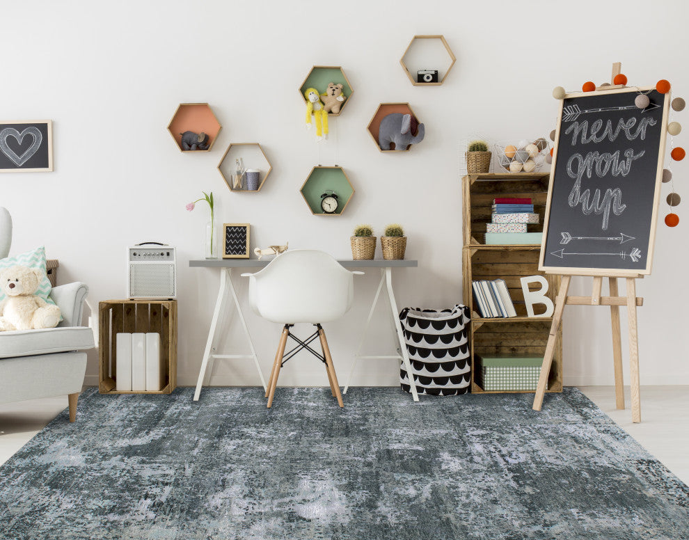 Amer Rugs Serena SER-12 Charcoal Gray Hand-knotted - 10'x14' Rectangle Area Rug