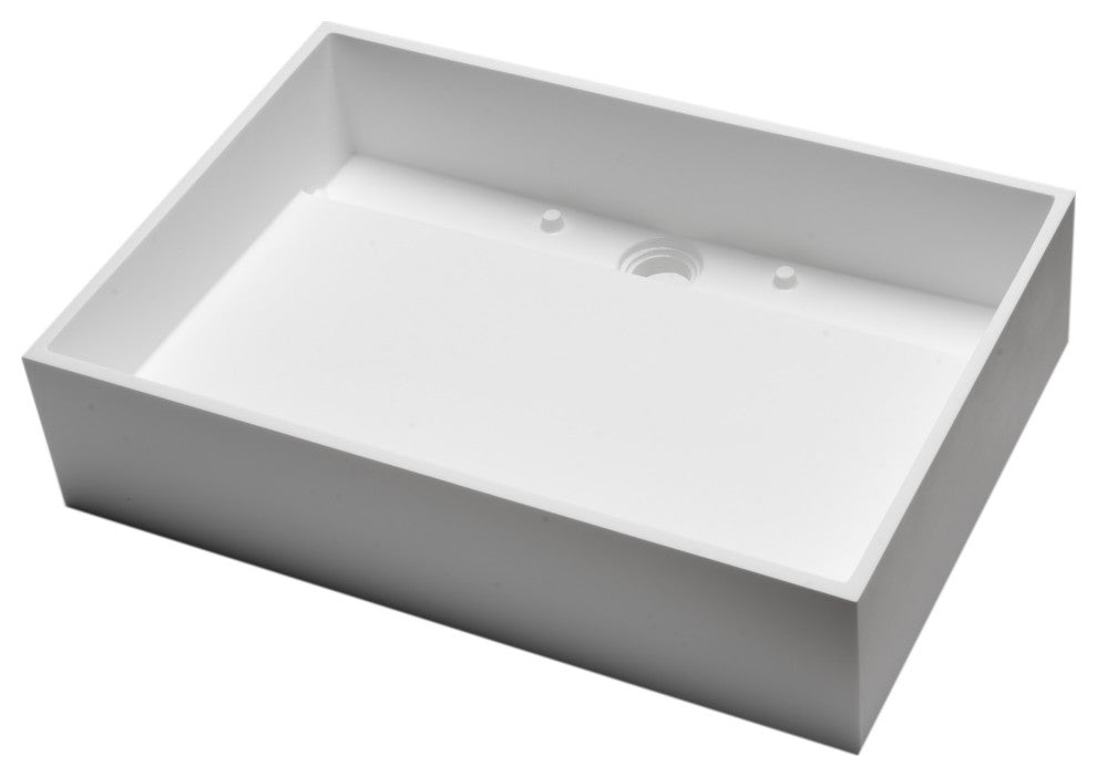 20" x 14" White Matte Solid Surface Resin Sink
