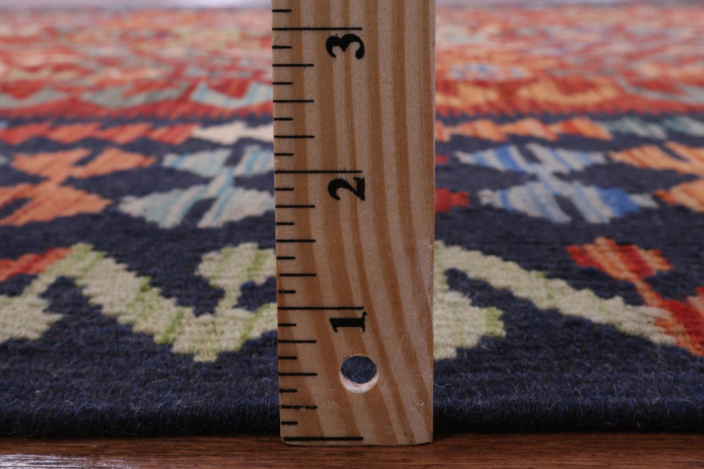 6' 3" X 8' 7" Flat Weave Kilim Reversible Wool On Wool Rug Q9481