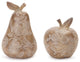 Floral Etched Pear and Apple Decor, 2-Piece Set