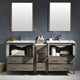 Torino 72" Gray Oak Modern Double Sink Bathroom Vanity, Faucet FFT1040CH