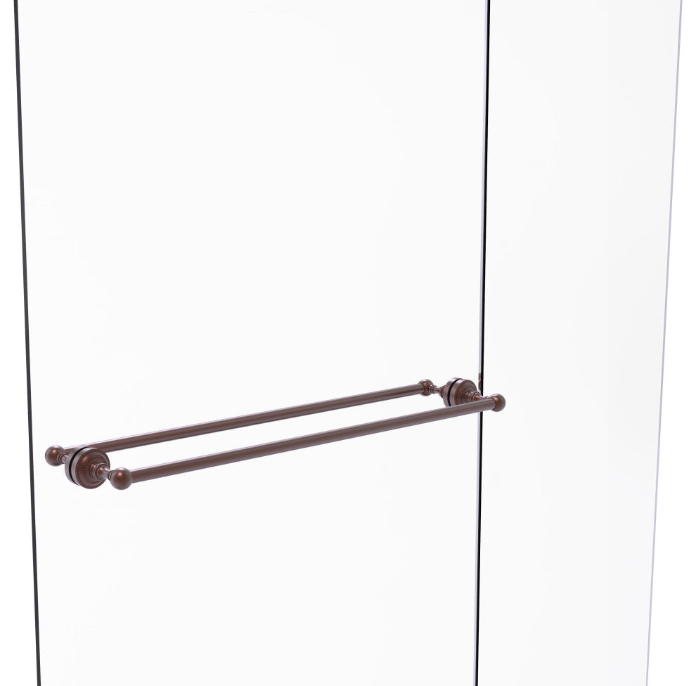 Dottingham 30" Back to Back Shower Door Towel Bar, Antique Copper