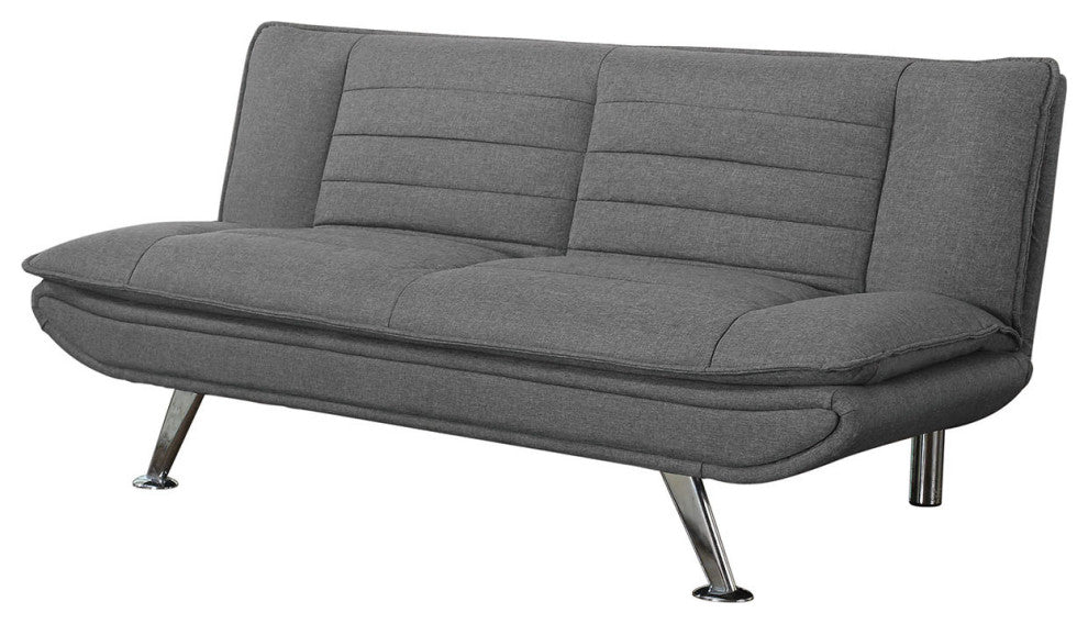 Sofa Bed with Chrome Metal Legs, Gray