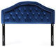 GDF Studio Lazarus New Velvet Studded Seam Tufted Queen/Full Headboard, Navy Blue