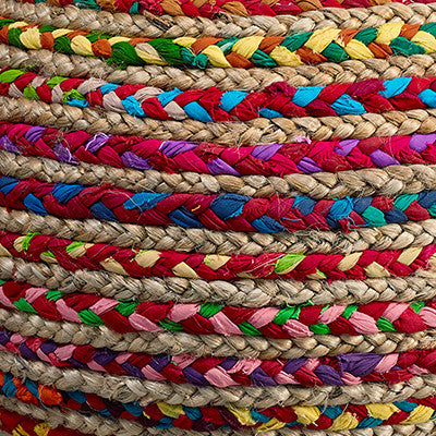 Recycled Natural Braided Pouf