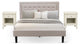 3Pc Fannin Bedroom Set, 1 Queen Size Bed, 2 Nightstands, Mist Beige