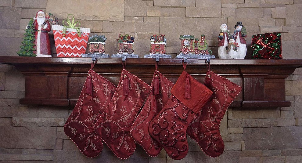 2D Train Christmas Stocking Holders, 4-Piece Set