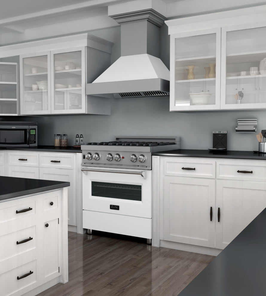 ZLINE 30" Dual Fuel Range With Griddle and White Matte Door