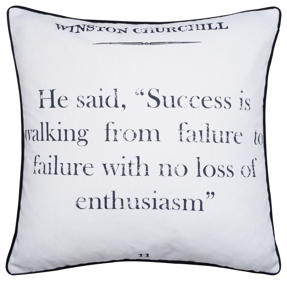 Dann Foley Double Sided Pillow Churchill Quote Gray Velvet 24" X 24"
