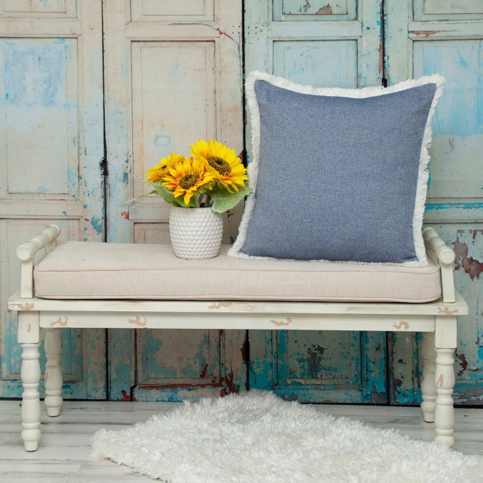Chambray Blue and White Throw Pillow