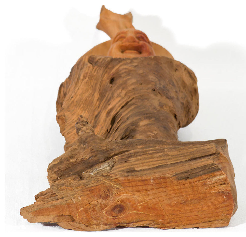 Hand Carved Cedar Wood Chinese Happy Buddha Statue