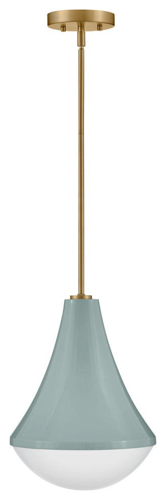 Lark Haddie 11" Modern Pendant Light, Seafoam + Lacquered Brass