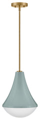 Lark Haddie 11" Modern Pendant Light, Seafoam + Lacquered Brass