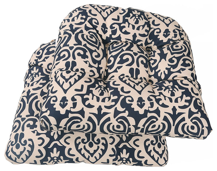 LNC Indoor Seat Cushions Outdoor Dining Chair Cushion Medallion Indigo, Set of 2