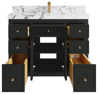 Sonoma 42" Single Sink Bath Vanity in Black Top, 2" Viola Night