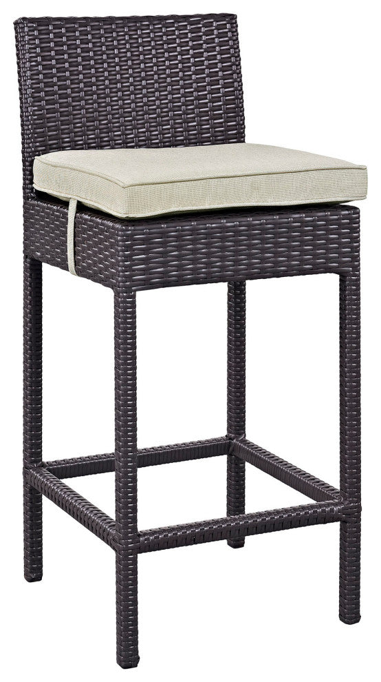 Espresso Beige Lift Bar Stool Outdoor Patio Set of 2