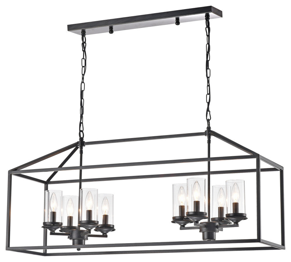 Thyra Modern Black Brushed Coffee 8-Light Chandelier for Dining Room, Kitchen