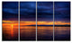 Blue Cloudy Sky and Setting Sun, Seashore Photo Canvas Print, 48"x28", 4 Panels