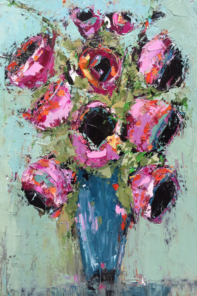 "Bright Bouquet" Painting Print on Wrapped Canvas, 12"x18"