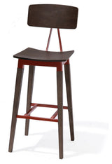 Abbott Retro Contemporary Wood/Steel Barstool - Ash/Brick Red