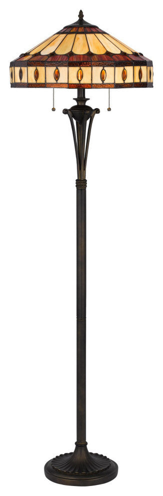 Xia 61 Inch Tiffany Style Vintage Floor Lamp, Glass Shade, Antique Bronze