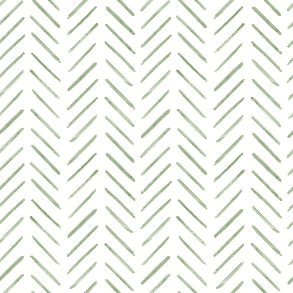 Fern Painted Herringbone Peel & Stick Wallpaper