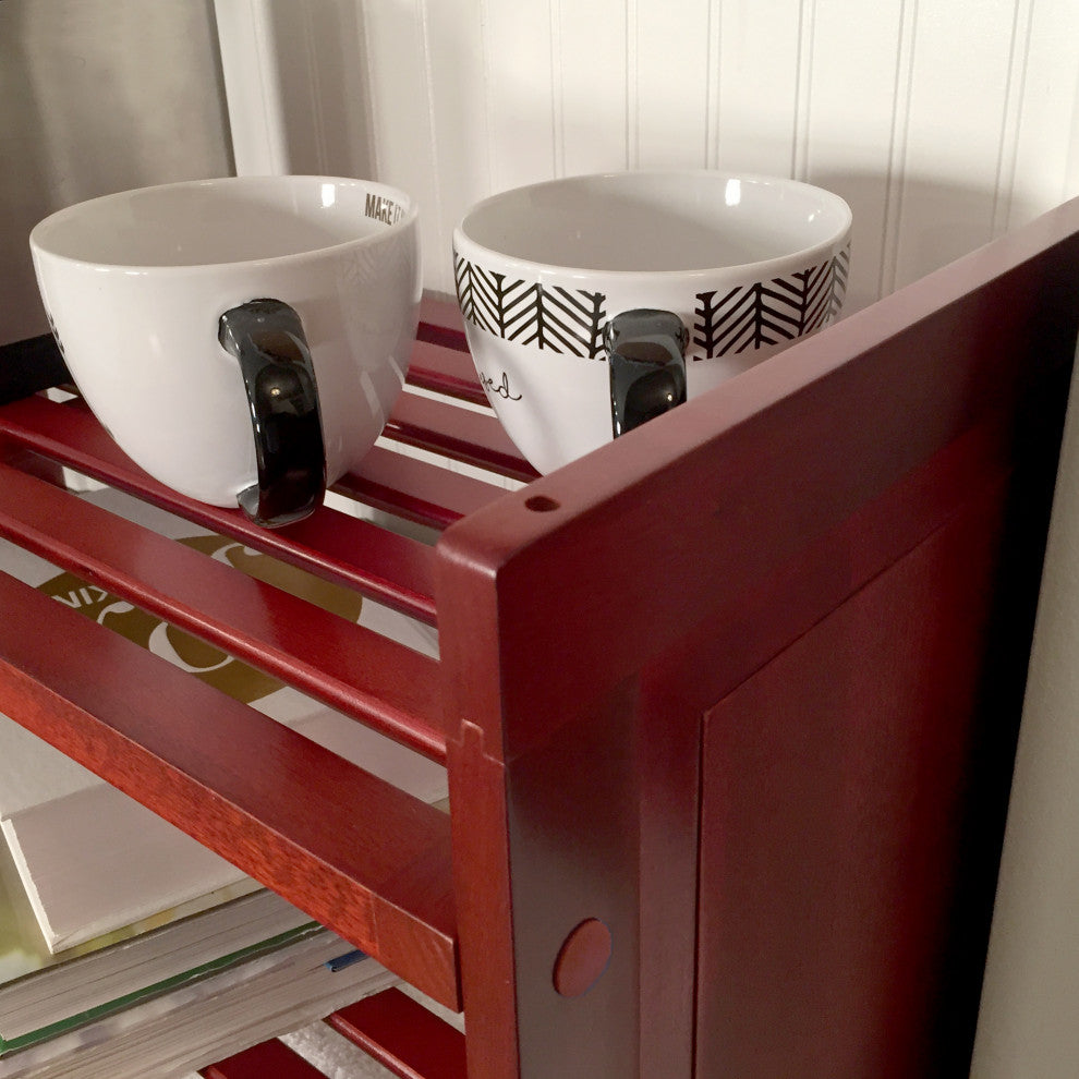 Solid Wood 3-Tier Storage Rack, Red Mahogany