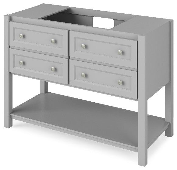 Adler Transitional 48" Grey Vanity, Black Granite Vanity Top