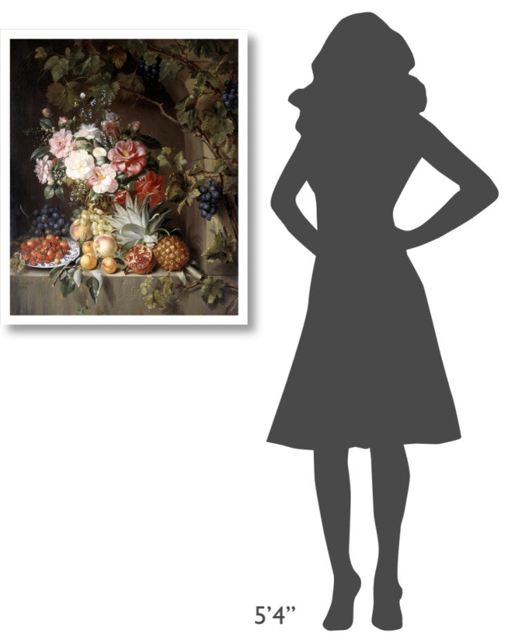 "Still Life with a Basket of Flowers" Print by Antonie Rietveld, 27"x32"