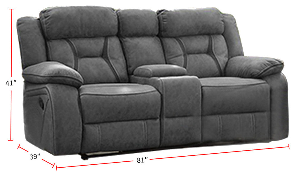 Pillow Top Arm Upholstered Motion Loveseat, Gray