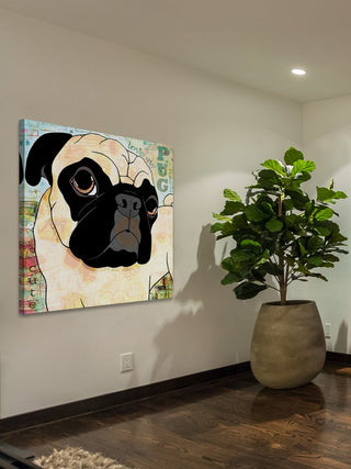 "Pug Mug II" Painting Print on Wrapped Canvas