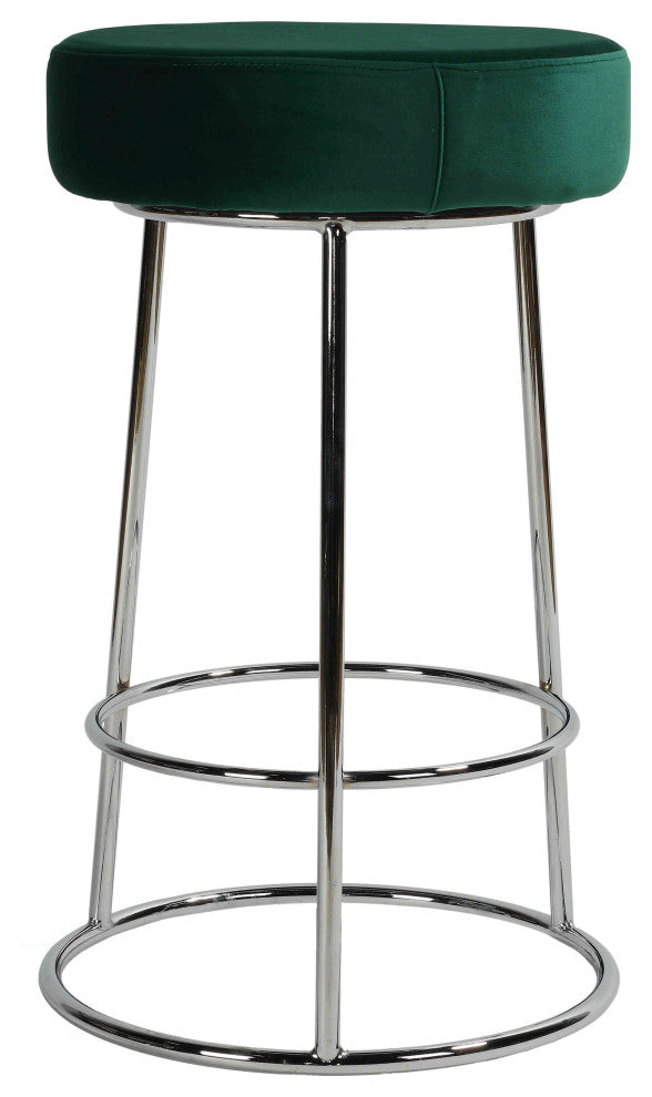 Bodiam Counterstool, Green Velvet and Chrome, 24"