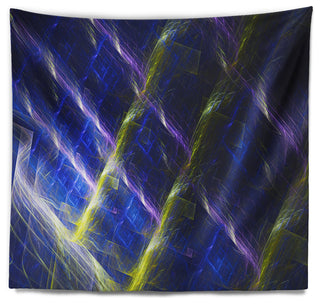 Dark Blue Fractal Grill Abstract Wall Tapestry, 60"x50"