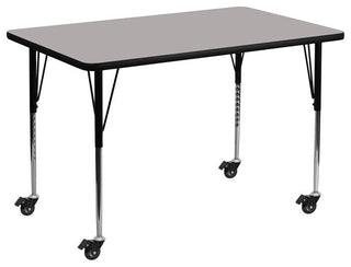 Mobile 30''Wx48''L Gray Hp Laminate Activity Table-Adjustable Legs