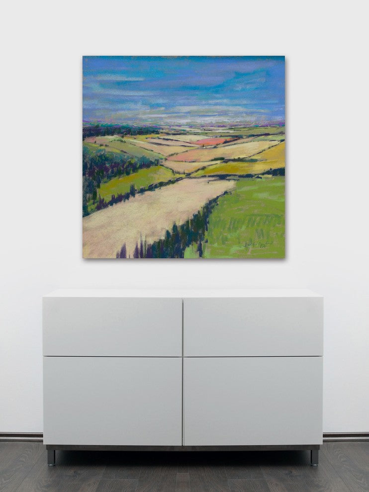 "Patchwork Fields XII" Painting Print on Wrapped Canvas, 24x24