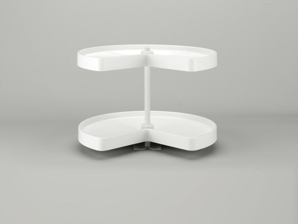 Polymer Kidney 2-Shelf Lazy Susan for Corner Base Cabinet, White, 24"W