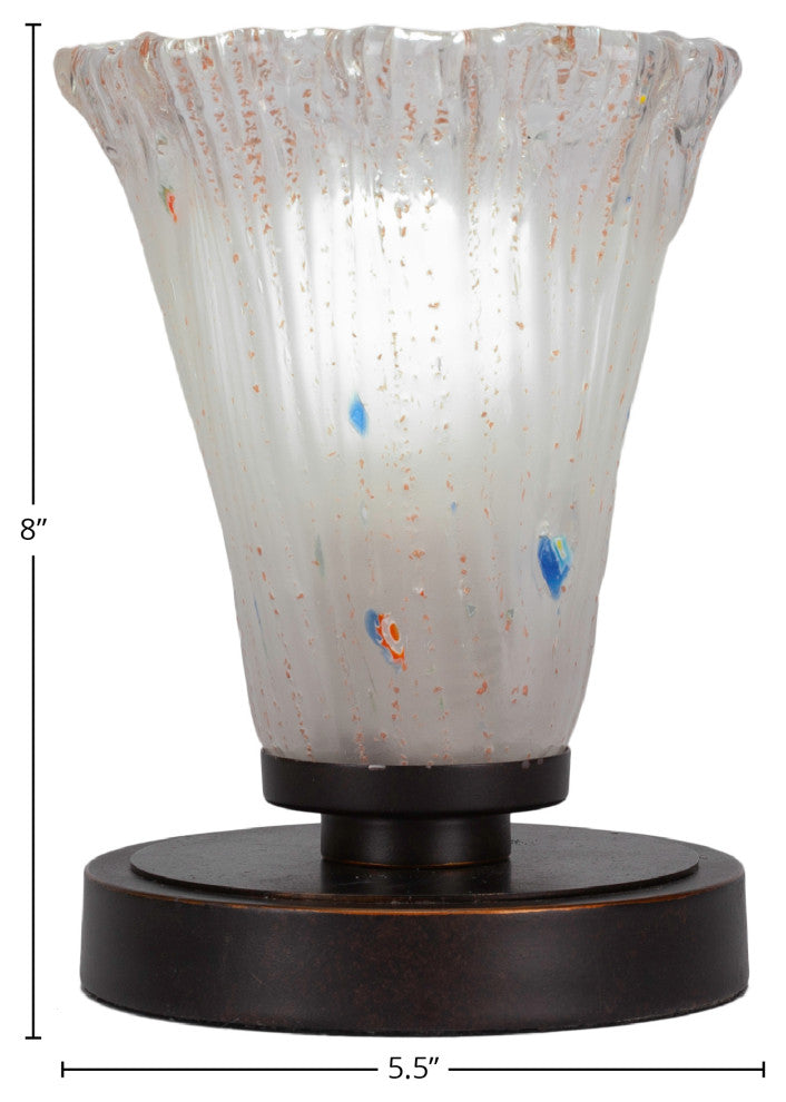 Luna 1-Light Table Lamp, Dark Granite/Fluted Frosted Crystal